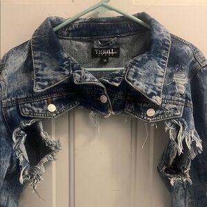 Destroyed Cropped Denim Jacket
